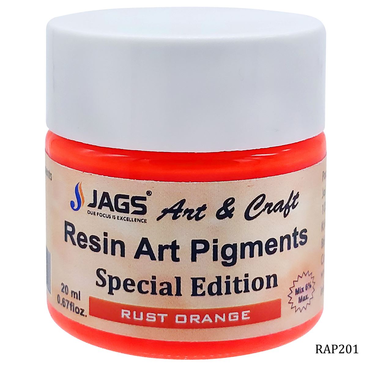 jags-mumbai Resin Pigment Resin Art Pigments 20ML Rust Orange RAP201