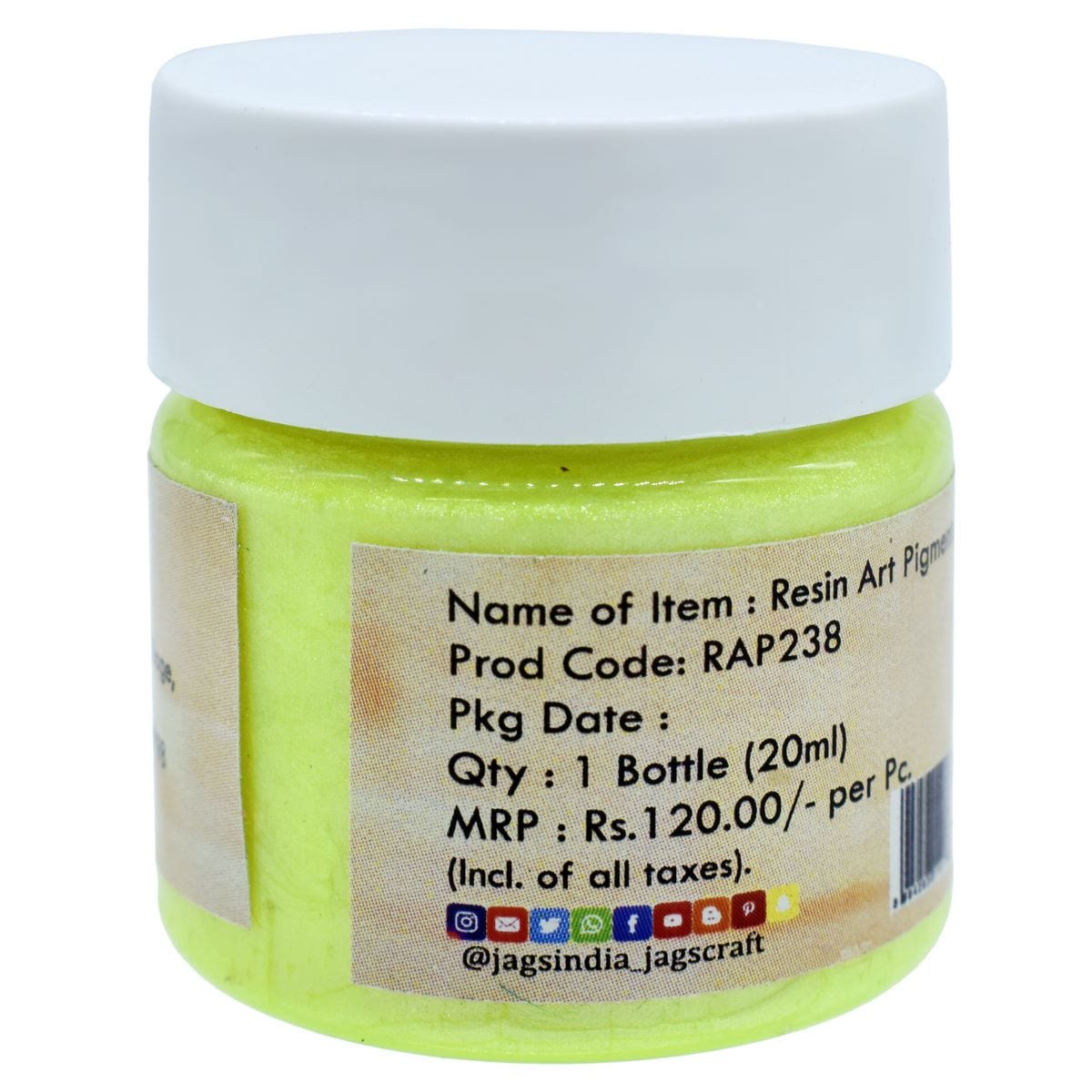 jags-mumbai Resin Pigment Resin Art Pigments 20ML Sp Lime Yellow RAP238