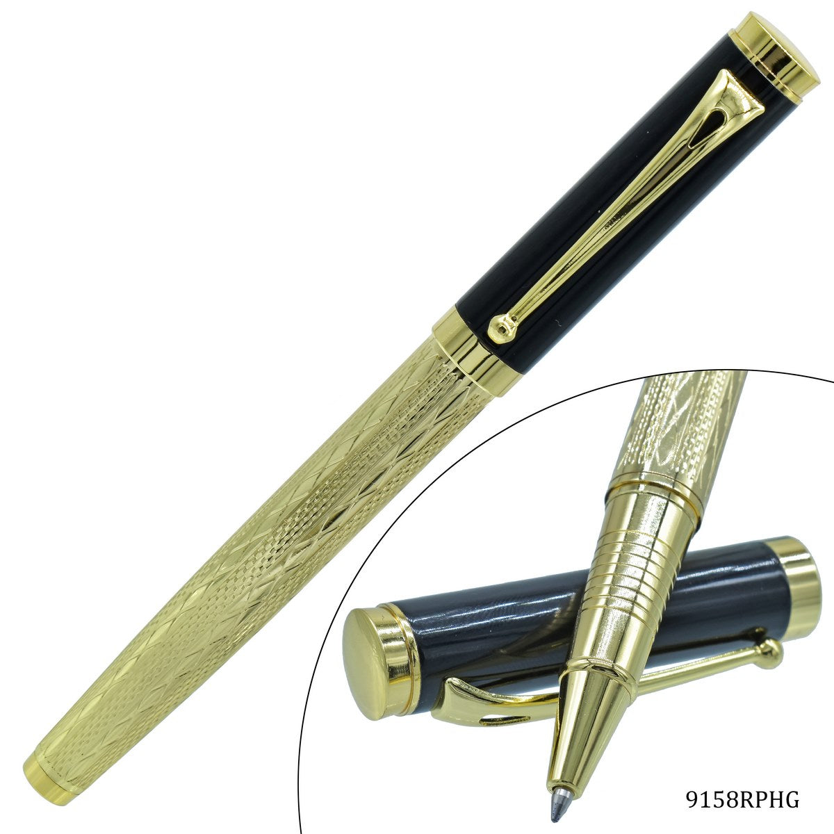 jags-mumbai Roller Pens Roller Pen Half Gold and Black Colour Golden Clip