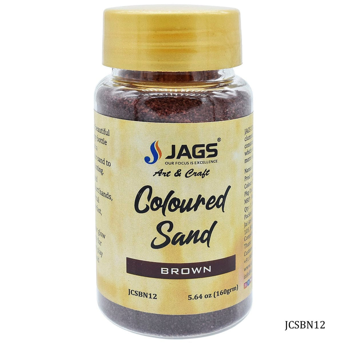 jags-mumbai Sand Jags Coloured Sand 160Gms Brown No 12 - Natural-Looking Craft Sand for DIY Projects