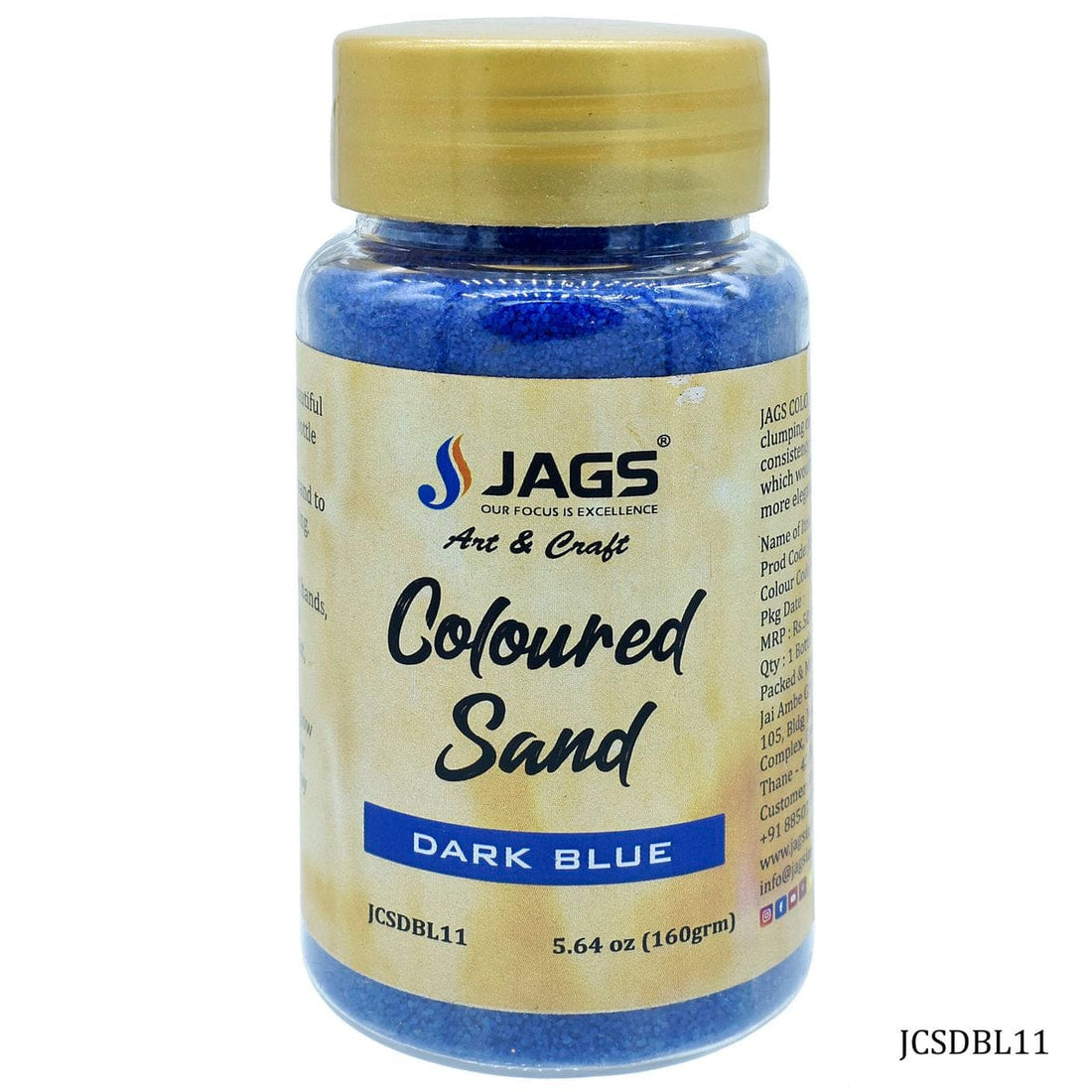 jags-mumbai Sand Jags Coloured Sand 160Gms Dark Blue No 11 - Vibrant Craft Sand for Artistic Creations