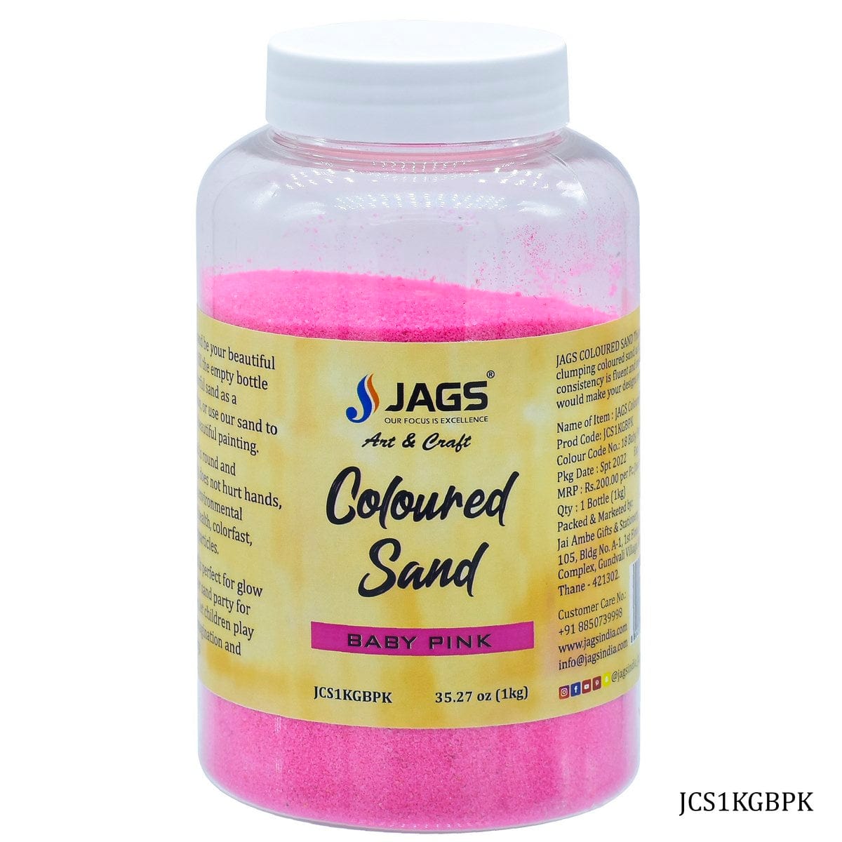 jags-mumbai Sand Jags Coloured Sand 1Kg Baby Pink No 18 JCS1KGBPK