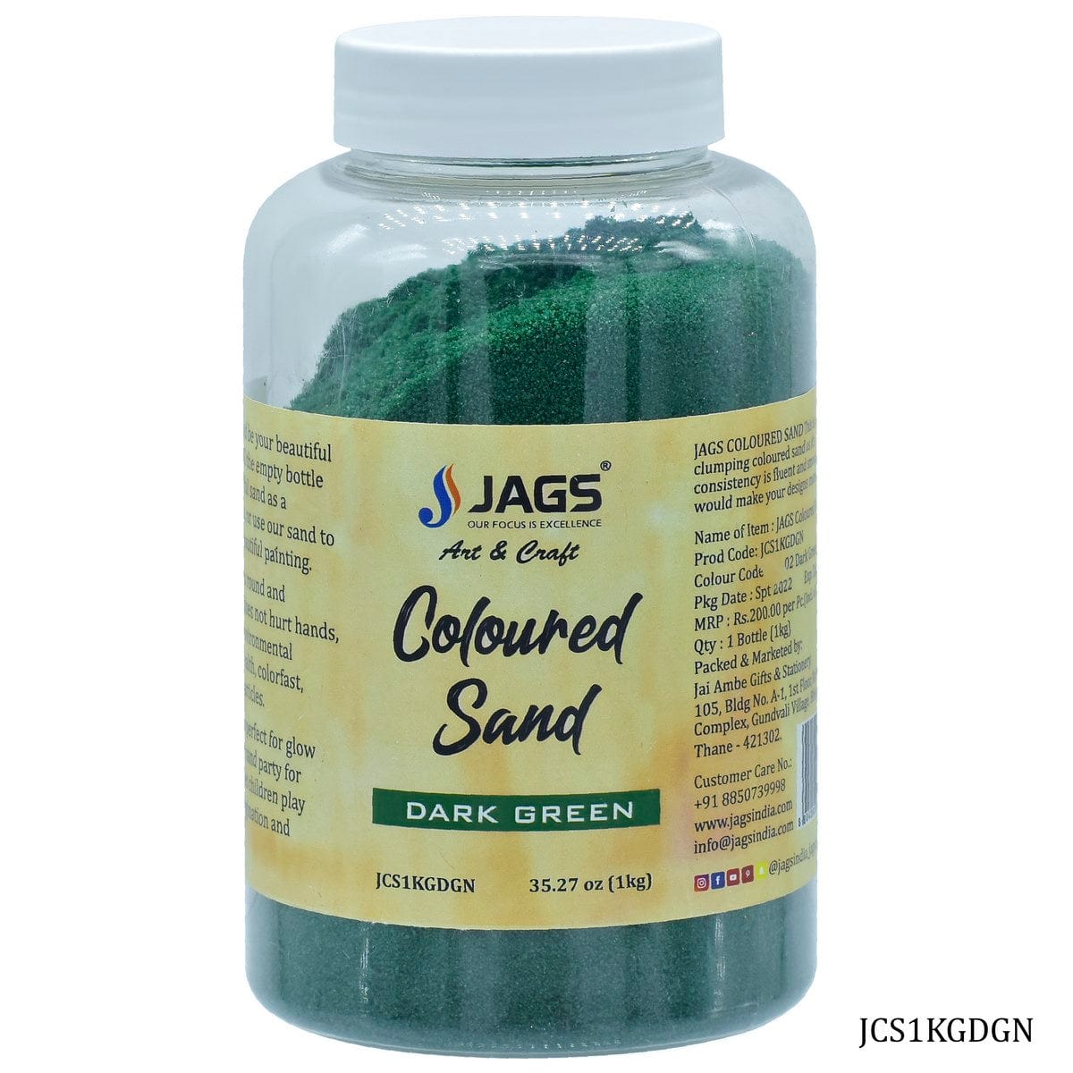 jags-mumbai Sand Jags Coloured Sand 1Kg Dark Green No 02 JCS1KGDGN