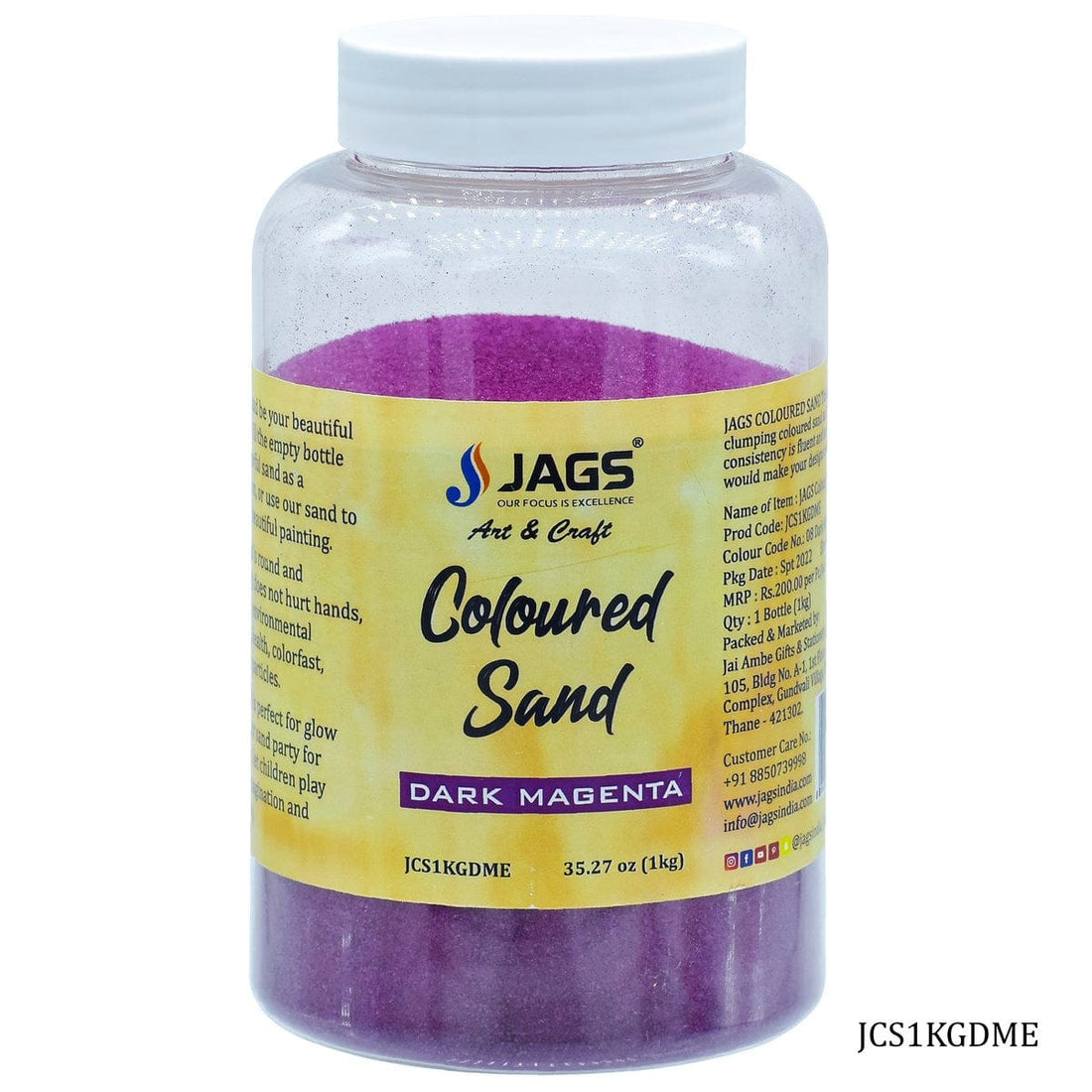 jags-mumbai Sand Jags Coloured Sand 1Kg Dark Magenta No 8 JCS1KGDME