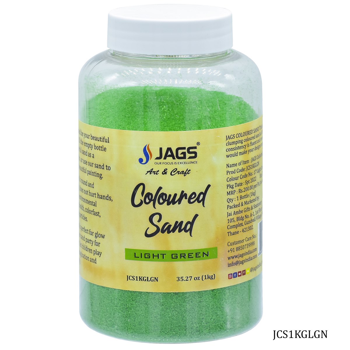jags-mumbai Sand Jags Coloured Sand 1Kg Light Green No 17 JCS1KGLGN