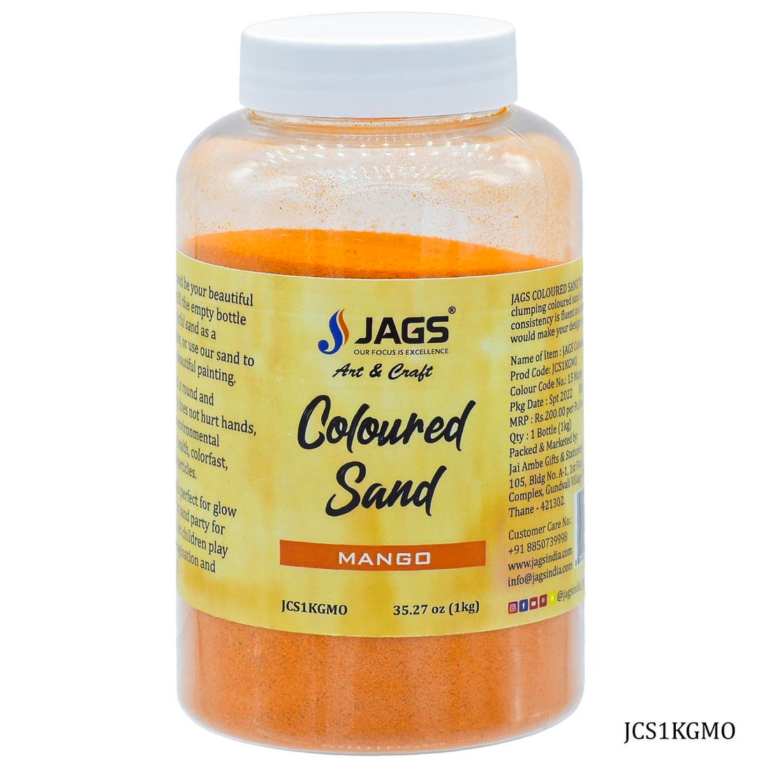 jags-mumbai Sand Jags Coloured Sand 1Kg Mango No 15 JCS1KGMO