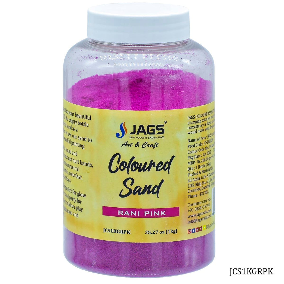 jags-mumbai Sand Jags Coloured Sand 1Kg Rani Pink No 04 JCS1KGRPK