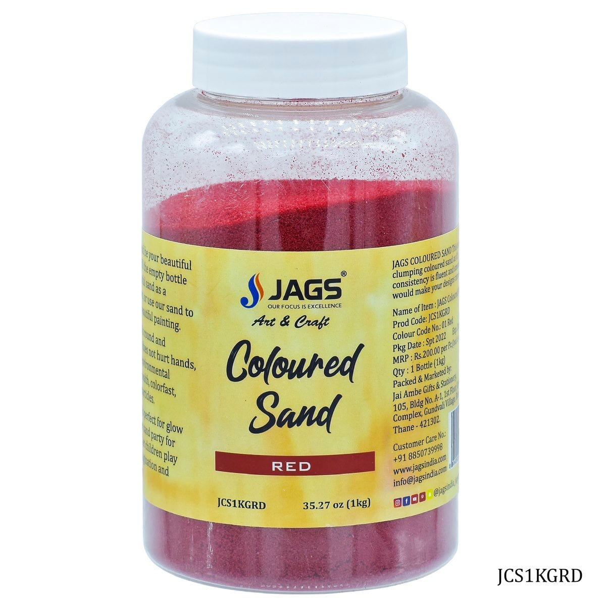 jags-mumbai Sand Jags Coloured Sand 1Kg Red No 01 JCS1KGRD