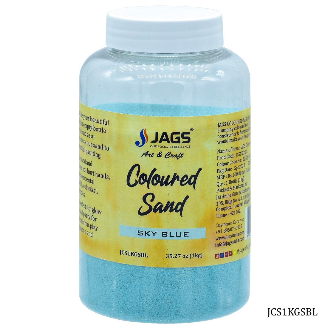 jags-mumbai Sand Jags Coloured Sand 1Kg Sky Blue No 22 JCS1KGSBL