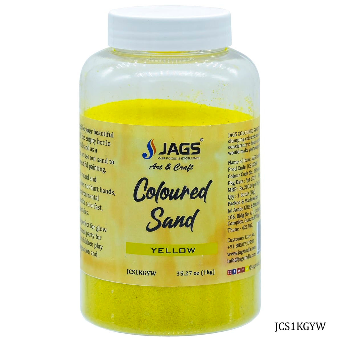 jags-mumbai Sand Jags Coloured Sand 1Kg Yellow No 03 JCS1KGYW