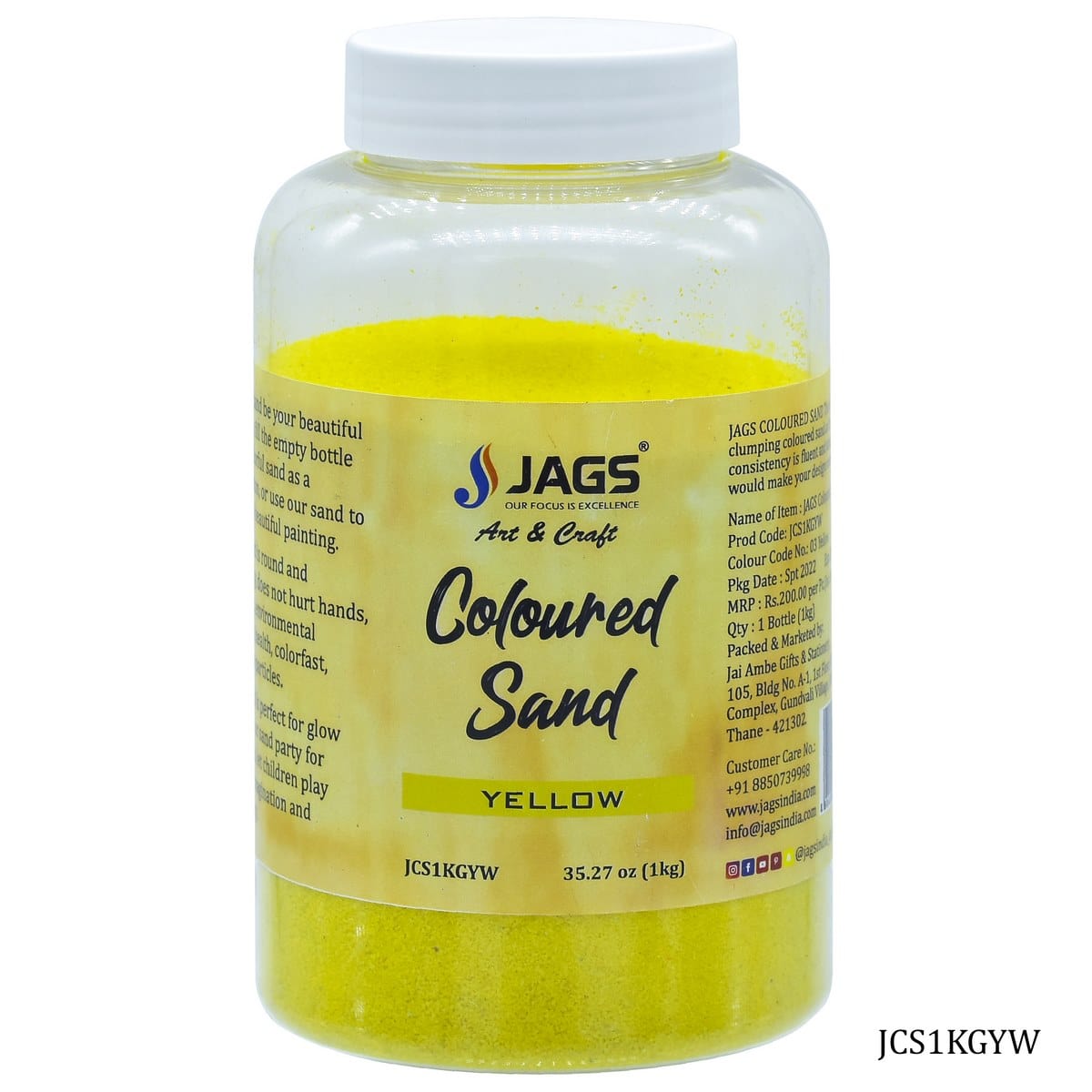 jags-mumbai Sand Jags Coloured Sand 1Kg Yellow No 03 JCS1KGYW