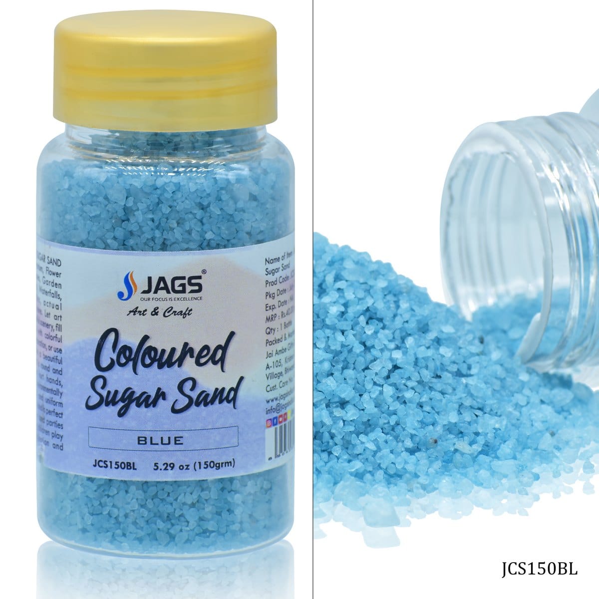 jags-mumbai Sand Jags Coloured Sugar Sand 150Gms Blue JCS150BL