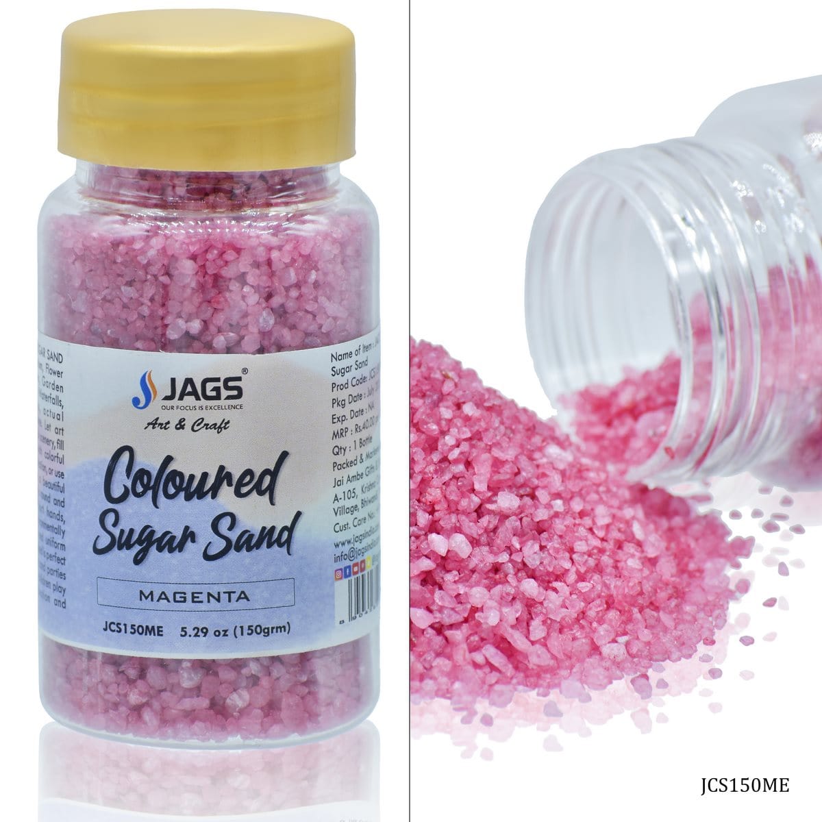 jags-mumbai Sand Jags Coloured Sugar Sand 150Gms Magenta