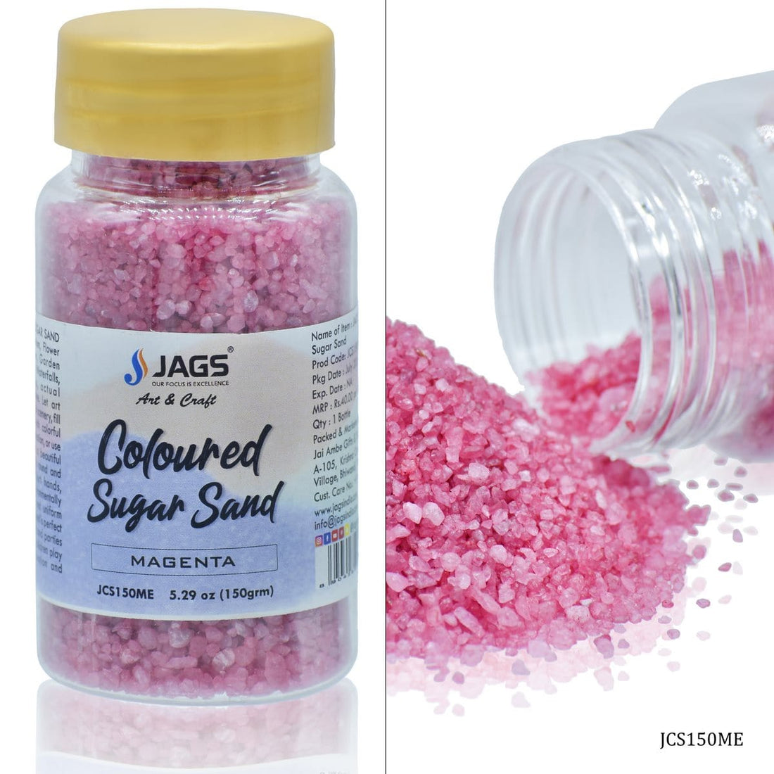 jags-mumbai Sand Jags Coloured Sugar Sand 150Gms Magenta