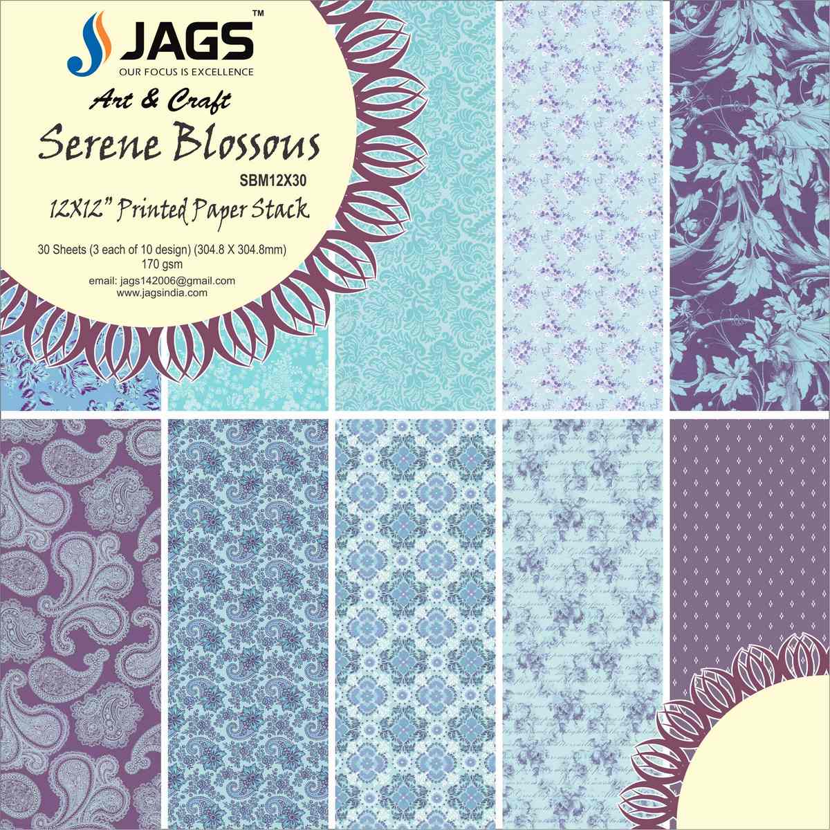 jags-mumbai Scrapbook Designer Paper Pack for Scrapbooking and Greeting Cards 12x12 Inches