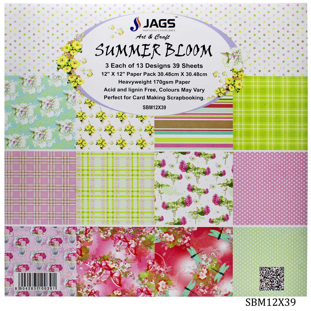 jags-mumbai Scrapbook Designer Paper Pack for Scrapbooking and Greeting Cards 12x12 Inches