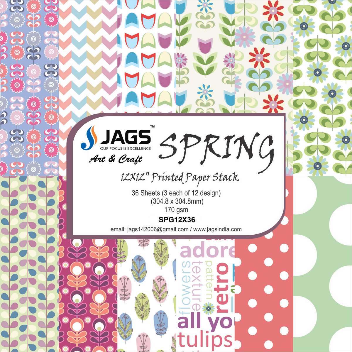 jags-mumbai Scrapbook Designer Paper Pack for Scrapbooking and Greeting Cards 12x12 Inches