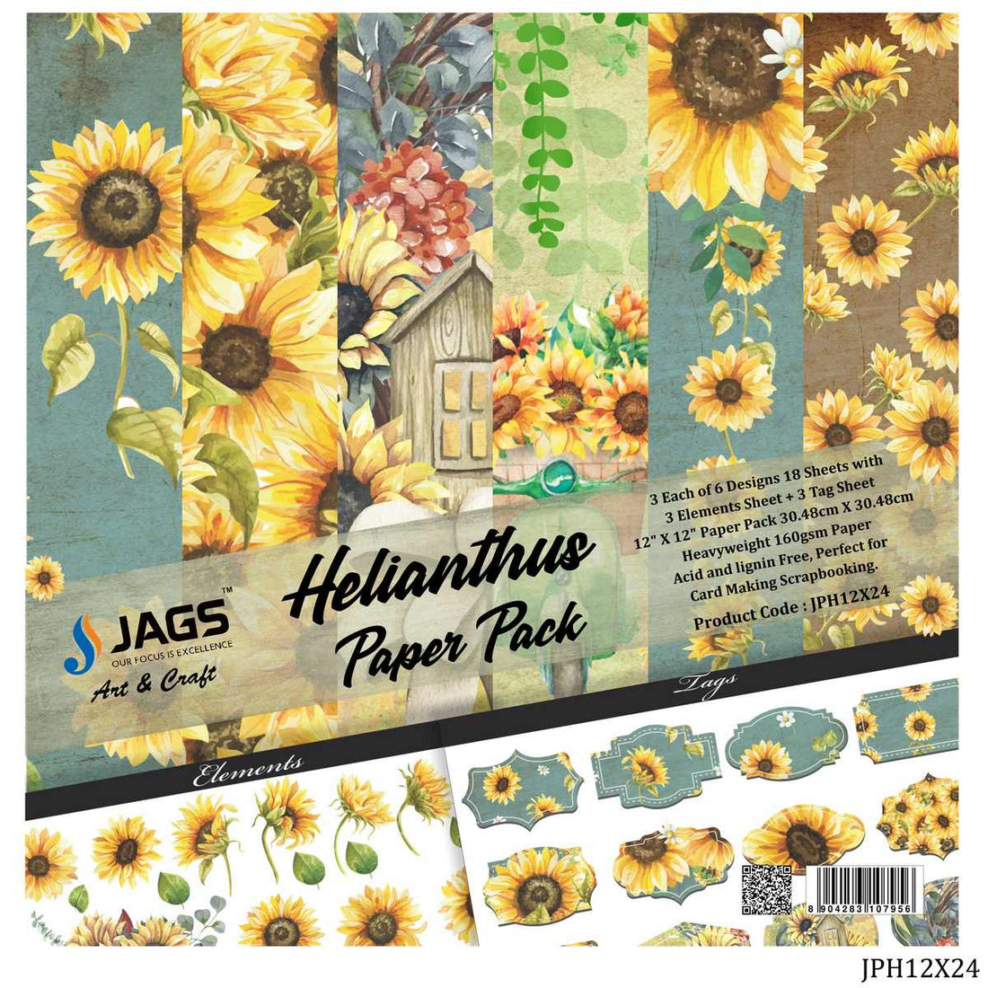 jags-mumbai Scrapbook Designer Paper Pack for Scrapbooking and Greeting Cards 12x12 Inches