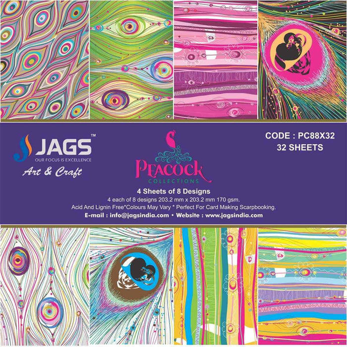 Designer Paper Pack for Scrapbooking and Greeting Cards 8X8 inches