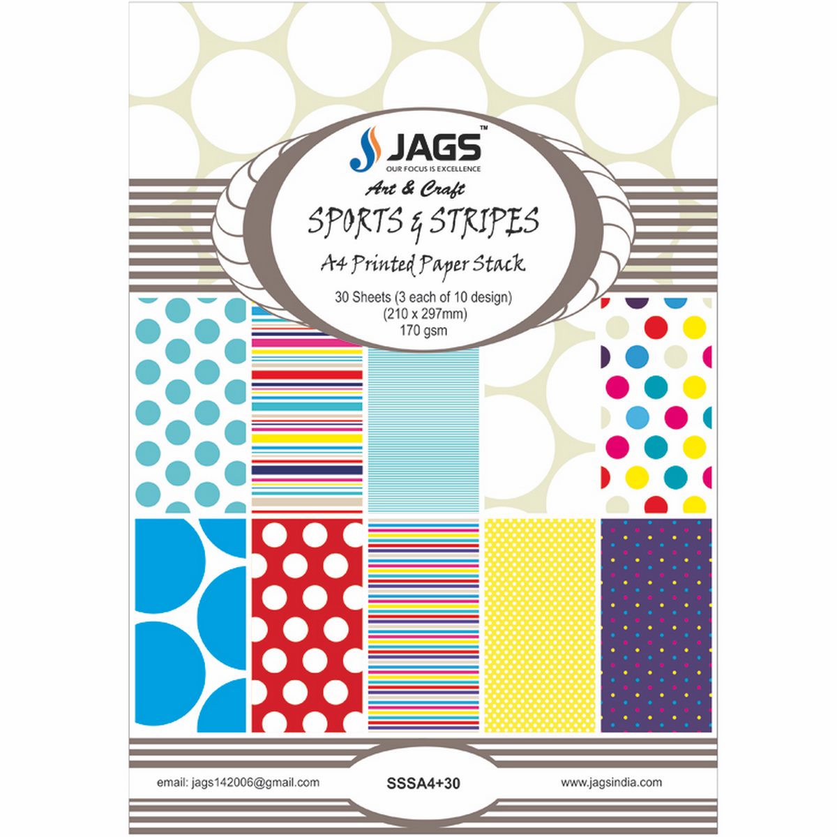 jags-mumbai Scrapbook Paper jags A4 Sports & Stripes-10D
