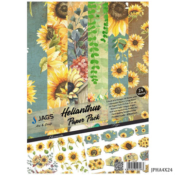 Scrapbooking paper packs ,printed greeting papers of Jags Paper Helianthus A4 Inch JPHA4X24