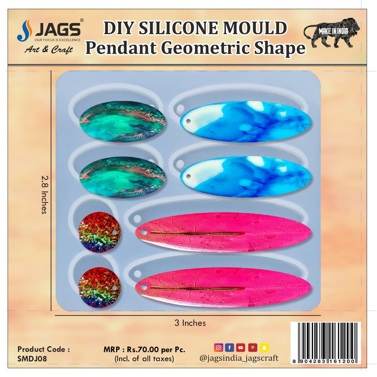 jags-mumbai Silicone Mould Diy Jewelry Locket Pendant Silicone Mould Diy Jewelry Locket Pendant Geometric SMDJ08