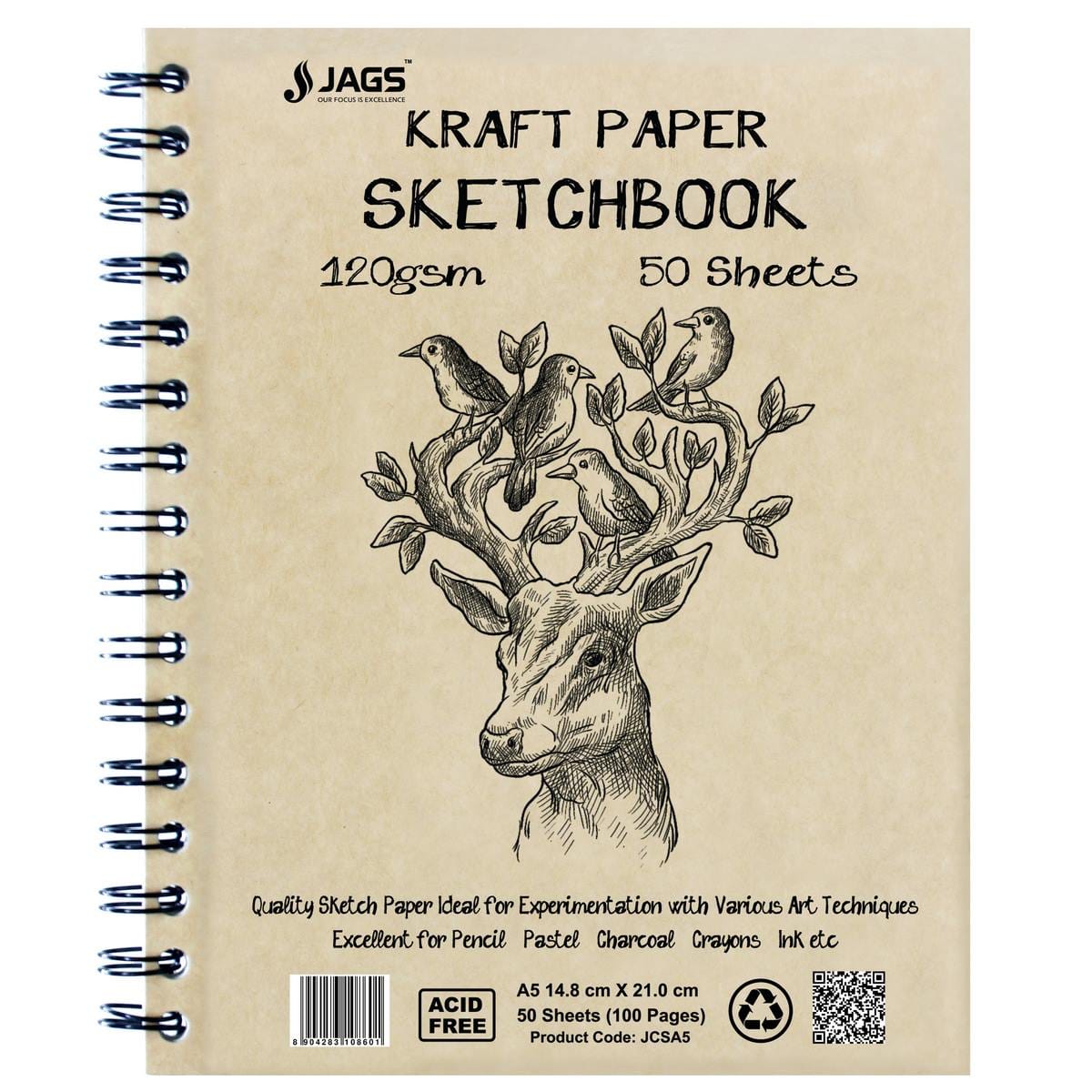 jags-mumbai Sketching Material A5 Brown Paper Sketch book, Eco friendly sketch book