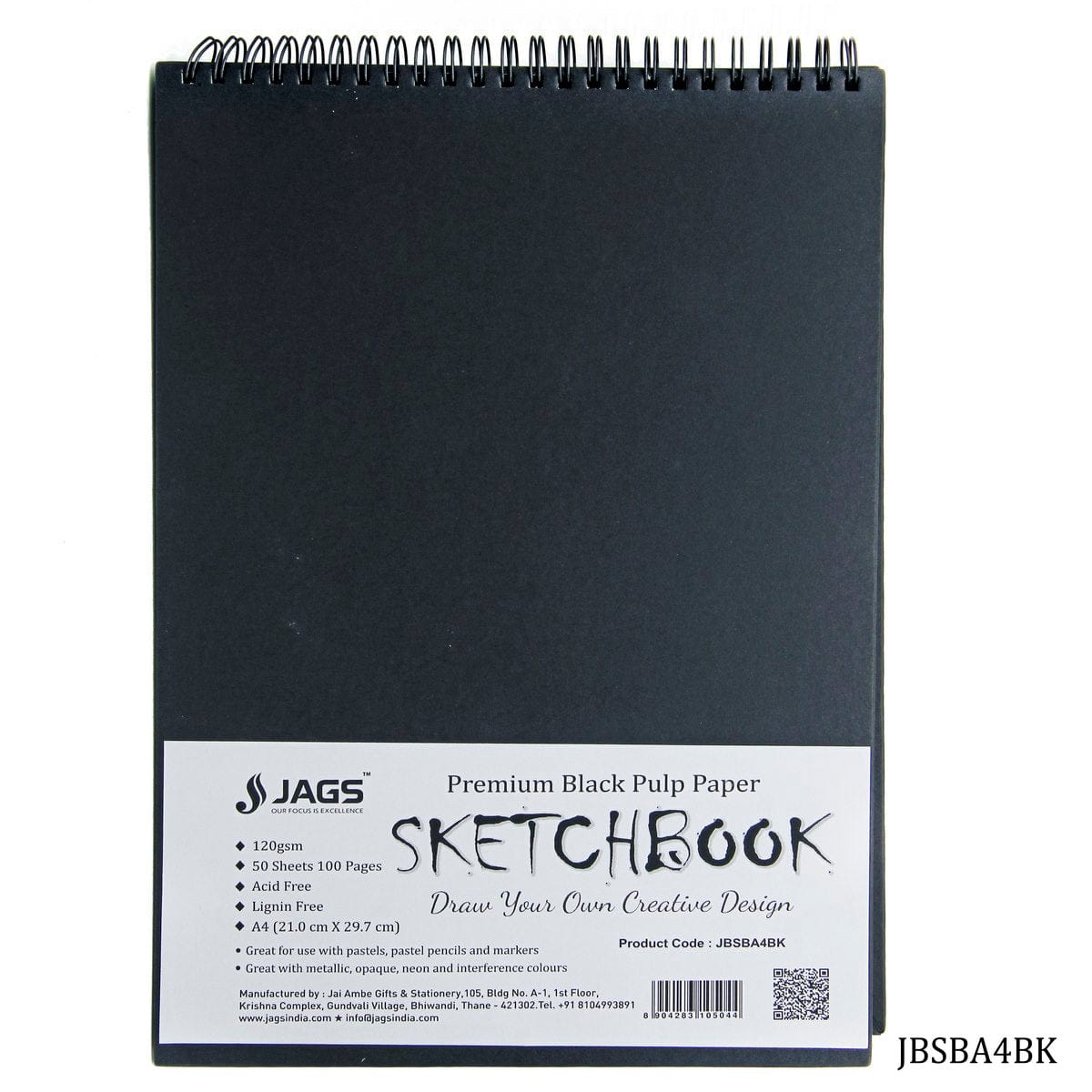 jags-mumbai Sketching Material black sketch book A4 Size 180GSM paper