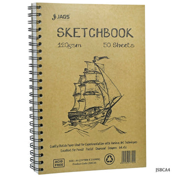 Jags Sketch Book Cartridge Paper S/W A4 100Pgs 120Gsm JSBCA4