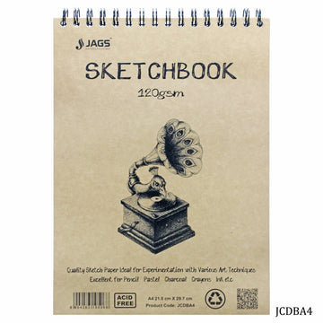 Jags Sketch Book Cartridge Paper T/W A4 100Pgs 120Gsm JCDBA4