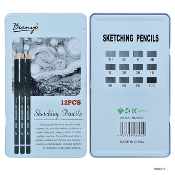 Sketching Pencil 12 Pcs Set Matal Box