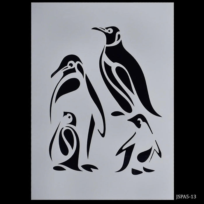 A5 Adorable Penguin Design Drawing Stencil Pack of 1