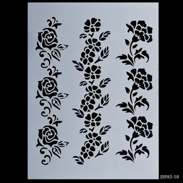 Elegant Rose Blooms: Stencil Plastic A5 size Rose Flower Design for Artistic Expressions