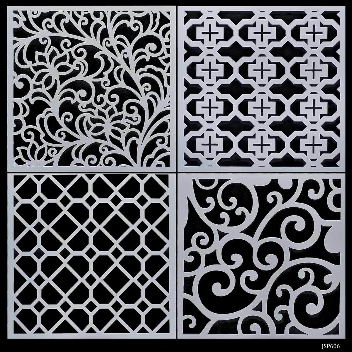 jags-mumbai Stencil Jags Stencil Plastic 6x6 4Pcs Set - Creative Craft Tool for Scrapbooking and Art Projects