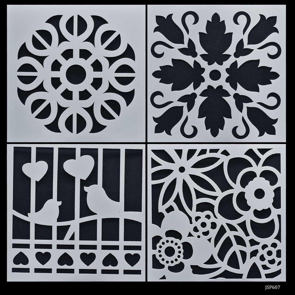 jags-mumbai Stencil Jags Stencil Plastic 6x6 4Pcs Set - Creative Craft Tool for Scrapbooking and Art Projects