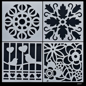 Jags Stencil Plastic 6x6 4Pcs Set - Creative Craft Tool for Scrapbooking and Art Projects