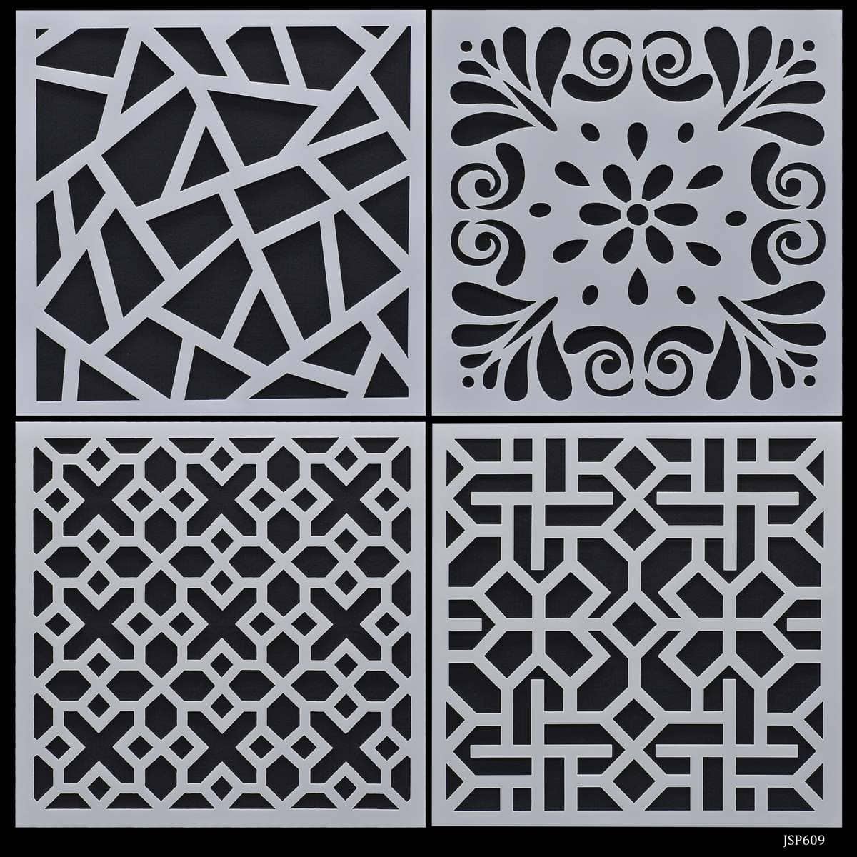 jags-mumbai Stencil Jags Stencil Plastic 6x6 4Pcs Set - Creative Craft Tool for Scrapbooking and Art Projects