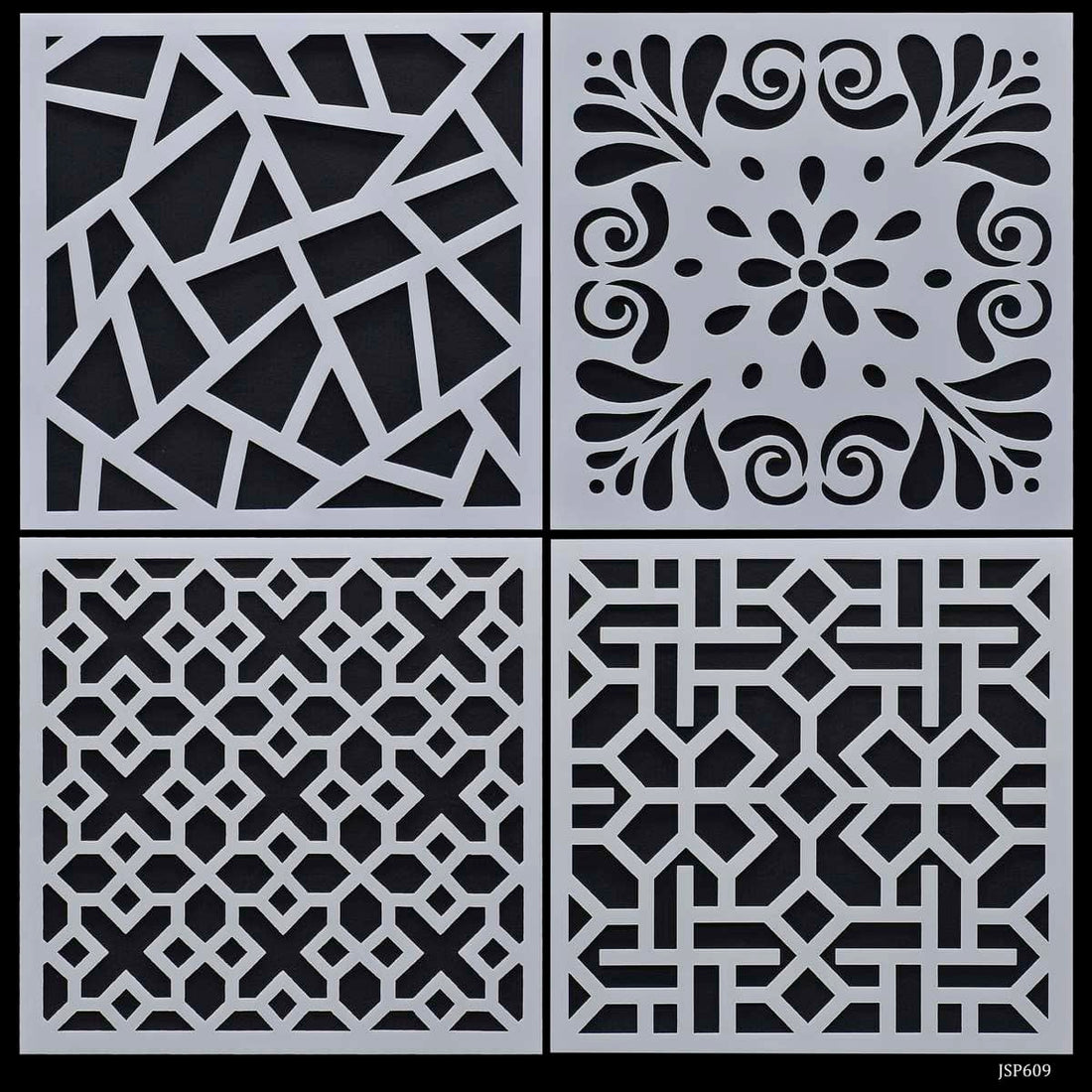 jags-mumbai Stencil Jags Stencil Plastic 6x6 4Pcs Set - Creative Craft Tool for Scrapbooking and Art Projects