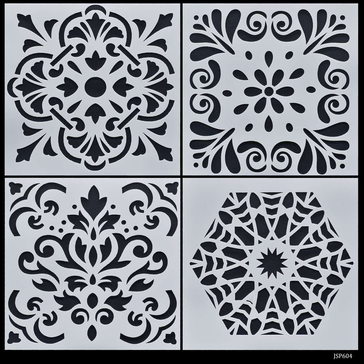 jags-mumbai Stencil Jags Stencil Plastic 6x6 4Pcs Set - Creative Craft Tool for Scrapbooking and Art Projects