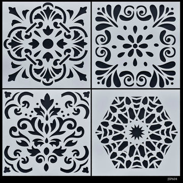 Jags Stencil Plastic 6x6 4Pcs Set - Creative Craft Tool for Scrapbooking and Art Projects
