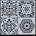 jags-mumbai Stencil Jags Stencil Plastic 6x6 4Pcs Set - Creative Craft Tool for Scrapbooking and Art Projects