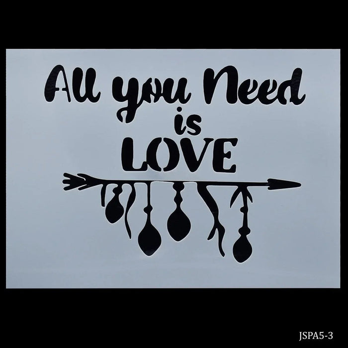 Jags Drawing Stencil Plastic A5 All You Need Is Love - JSPA5-3