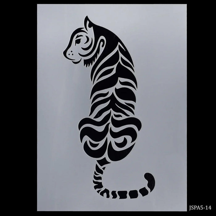 Majestic Tiger Roar: Drawing Stencil Plastic A5 Size Tiger Design for Striking Artistic Statements