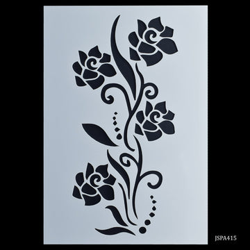 Rose Flower Design Plastic Drawing Stencil A4