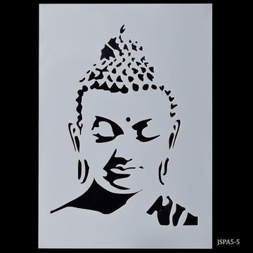 Serene Gautam Buddha Stencil - Jags Stencil Plastic A5 (JSPA5-5)