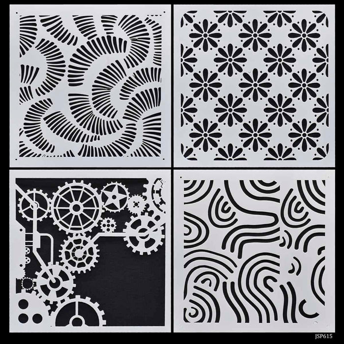 Drawing Stencil Plastic 6x6 4Pcs Set