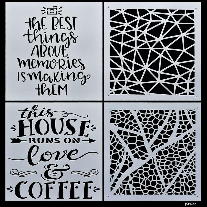Drawing Stencil Plastic 6x6 4Pcs Set