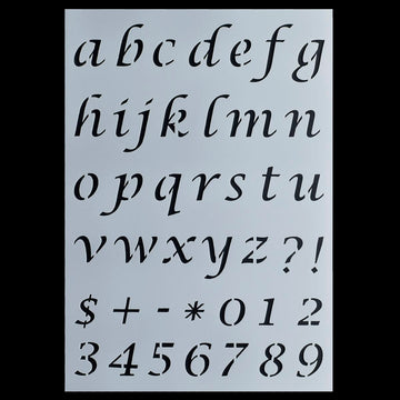 Stencil Plastic A4 A to Z/0 to 9 Small letter symbols