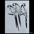 jags-mumbai Stencil Vibrant three Parrot Design Stencil - Jags Stencil Plastic A5 (JSPA5-2)