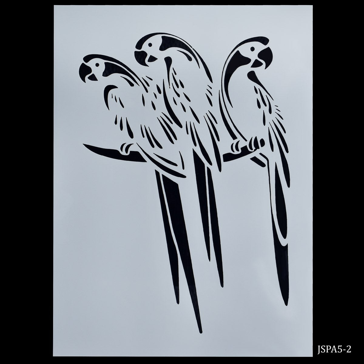 jags-mumbai Stencil Vibrant three Parrot Design Stencil - Jags Stencil Plastic A5 (JSPA5-2)